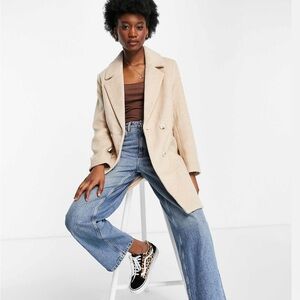 STRADIVARIUS | Double Breasted Wool Camel Coat